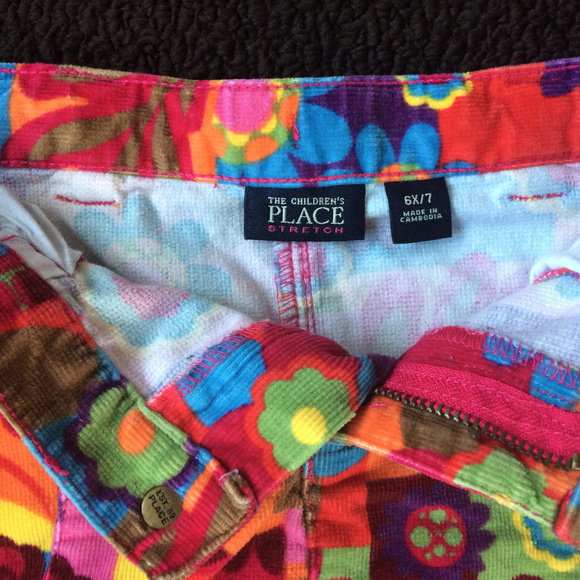 Colourful Floral Corduroy Girls Skirt 6X 7 - Picture 3 of 4